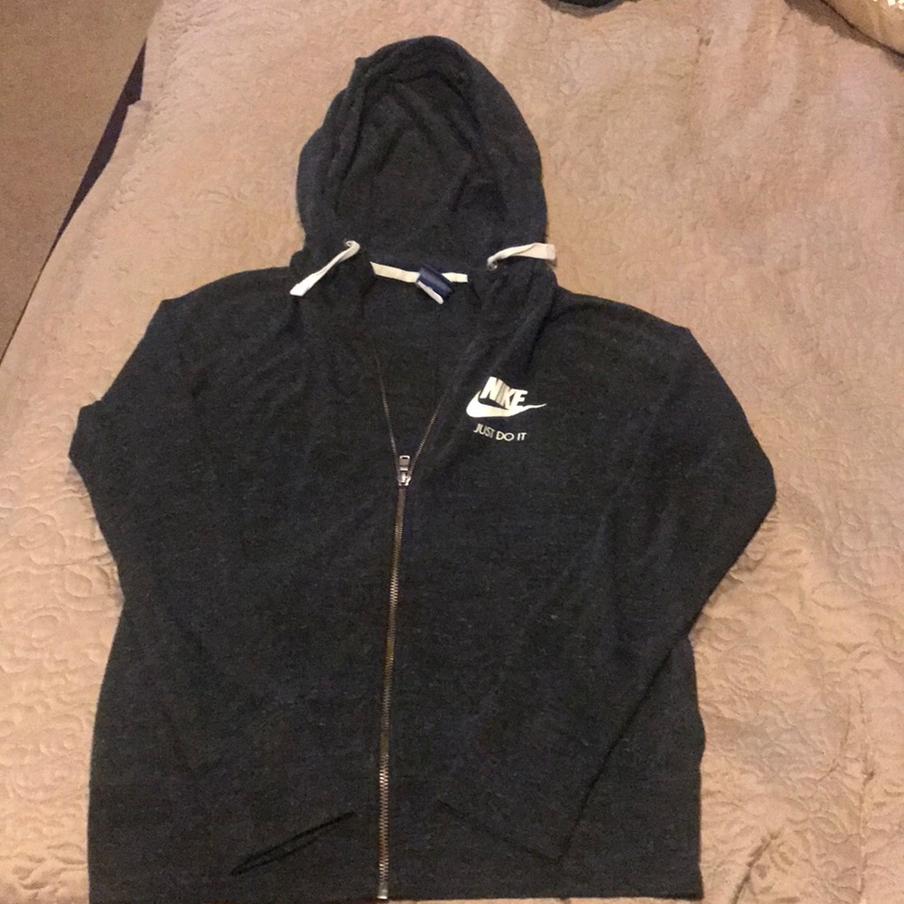 Heathered Grey Nike zip up hoodie